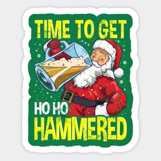 Santa Claus Time To Get Ho Ho Hammered Beer Drinking Sticker